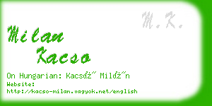 milan kacso business card